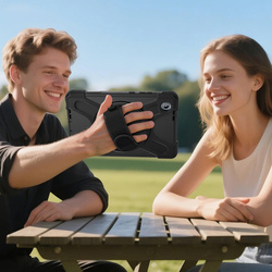 Etui pancerne z uchwytem do Lenovo Tab One 8.7 2025 TB305FU TB305XU z podstawką i paskiem, czarne