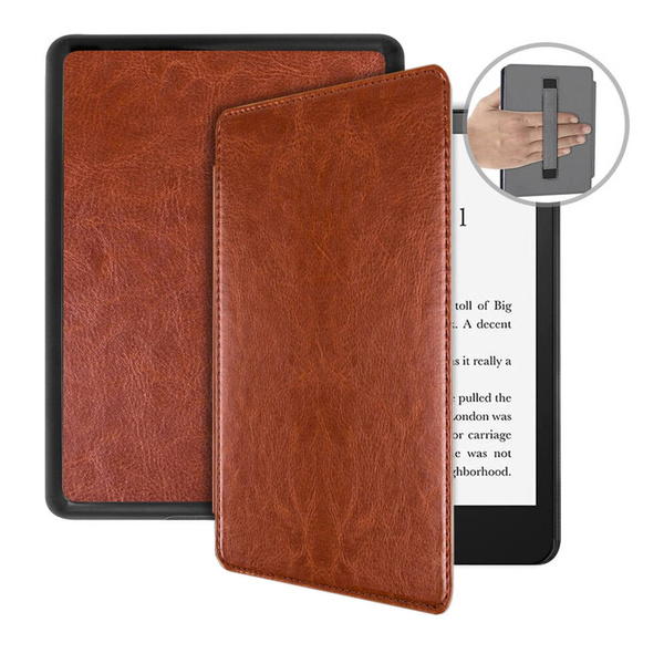 Etui z uchwytem paskiem rękę do Kindle Paperwhite 5 i / Paperwhite 5, brązowe - ochronne z podstawką