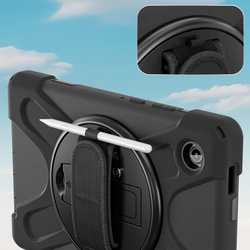 Etui pancerne do Galaxy Tab A11 X135 X133 A9 SM-X110/ SM-X115 ze szkłem - czarne