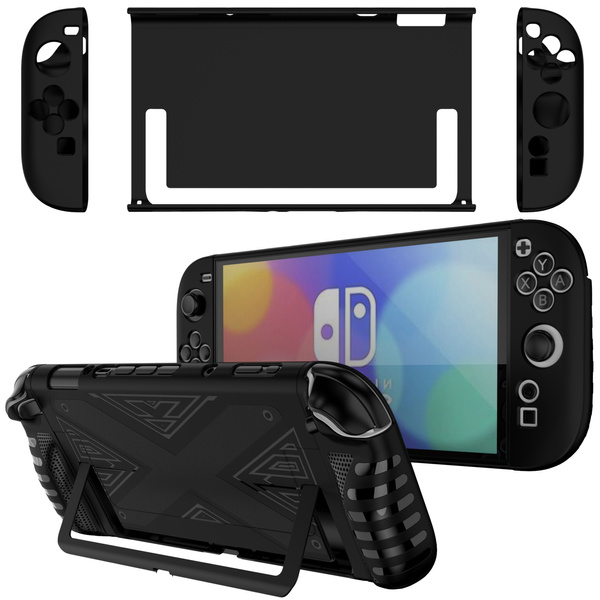 Etui do Nintendo Switch 2 2025 silikonowe Kickstand 3-częściowe, czarne - ochronne z podstawką