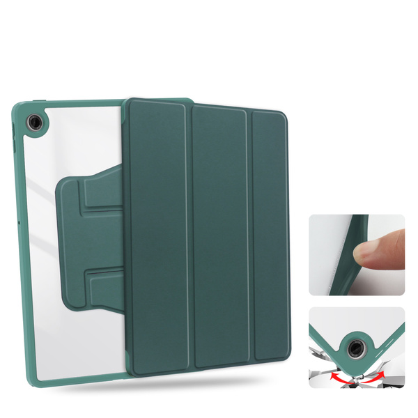 Etui 360 Crystal do Lenovo Tab 10.1 2025, zielone - ochronne z podstawką, dostęp do portów i przycisków