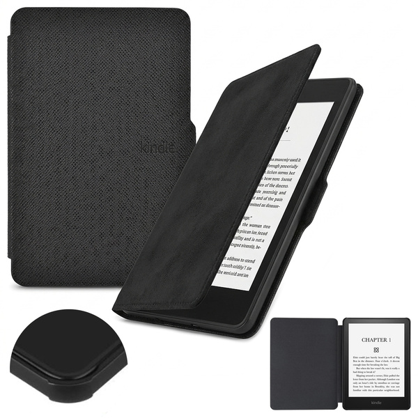 Etui do Kindle Paperwhite 1 2 3, czarne - ochronne z podstawką, dostęp do portów i przycisków