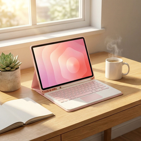 Etui z klawiaturą Bluetooth do Samsung Galaxy Tab A11+, różowe