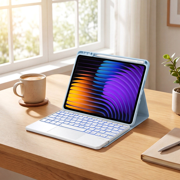 Etui z klawiaturą do Xiaomi Pad 7 / Pad 7 Pro 11.2 na rysik / Xiaomi Pad 7 Pro, niebieskie - ochronne z podstawką