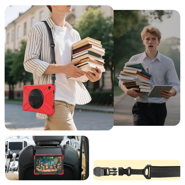 Etui do Samsung Galaxy Tab A11 Plus 10.9 2025 / A9 Plus - Pancerne z szybką, uchwytem i paskiem