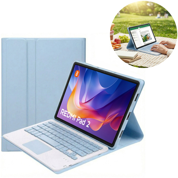 Etui z klawiaturą Bluetooth do Redmi Pad 2 11 2025, niebieskie - ochronne z podstawką