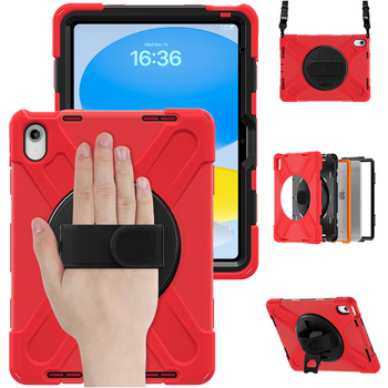 Etui Shockproof z uchwytem do Apple iPad 10.9 2022 / 11 A16 2025 / Apple iPad 10.9 / Apple iPad 11, czerwone - ochronne