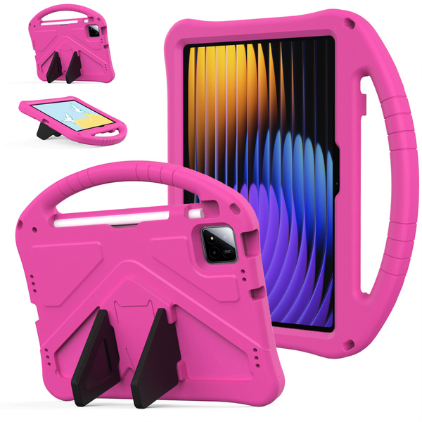 Etui FunColor do Xiaomi Pad 7 / Pad 7 Pro 11.2 pancerne / Xiaomi Pad 7 Pro, różowe - ochronne z podstawką