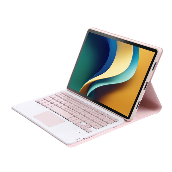 Etui z klawiaturą Bluetooth do Redmi Pad 2 11 2025, różowe - ochronne z podstawką, dostęp do portów i przycisków