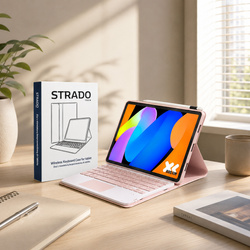 Etui z klawiaturą Bluetooth do Lenovo Tab M11, różowe - ochronne z podstawką, dostęp do portów i przycisków