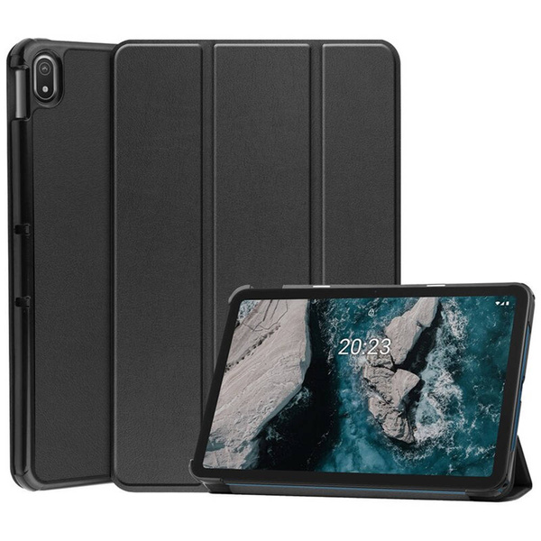 Etui Smart Case do Nokia T20, czarne - ochronne z podstawką, dostęp do portów i przycisków