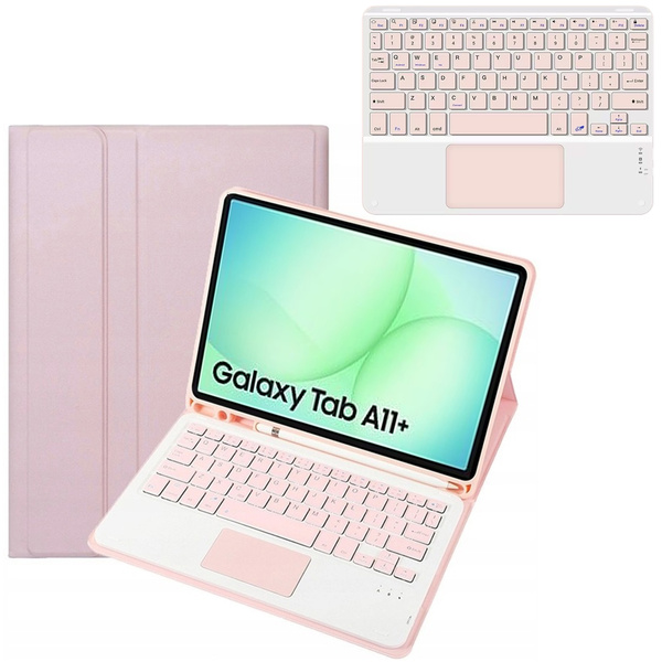 Etui z klawiaturą Bluetooth do Samsung Galaxy Tab A11+ Plus, różowe - ochronne z podstawką