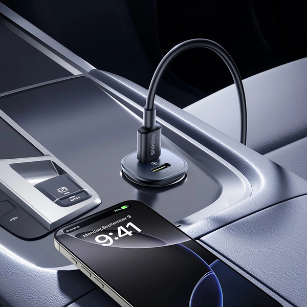 Ładowarka samochodowa do tabletu i telefonu Baseus GoTrip 2 x USB-C 30W, czarna
