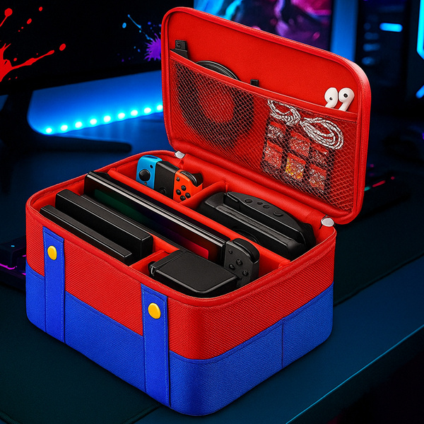Etui Torba podróżna do Nintendo Switch 2 2025 z przegrodami wodoodporna, mario - ochronne z podstawką