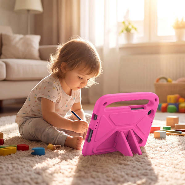 Etui ochronne z uchwytem do Lenovo Tab One 8.7 2025 TB305FU TB305XU, różowe, z podstawką