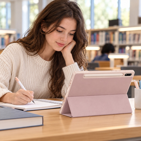 Etui Smart z uchwytem na rysik do Samsung Galaxy Tab S9 / S9 S10, różowe - ochronne z podstawką