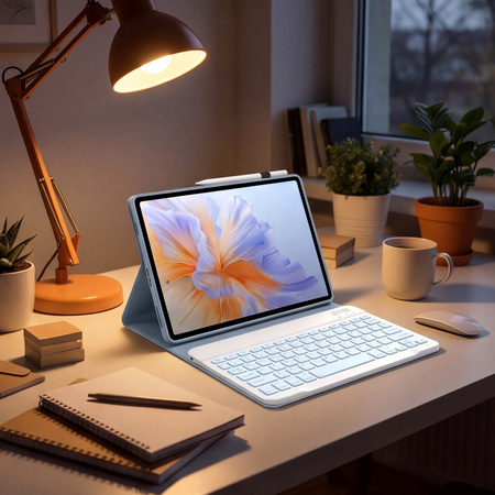 Etui z klawiaturą Bluetooth do Redmi Pad 2 PRO 2025, niebieskie
