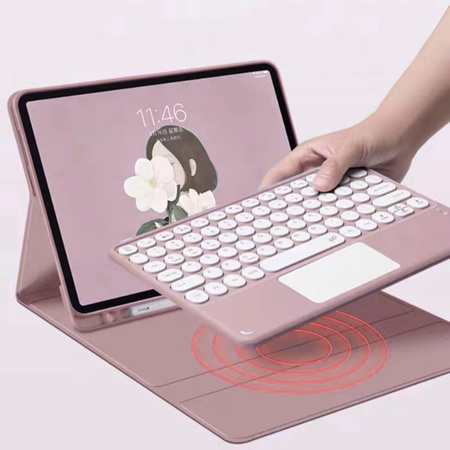 Etui z klawiaturą do iPad Pro 11 Gen 5 M4 2024 / A2836 A2837 A300, różowe - ochronne z podstawką