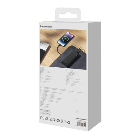 powerbank Baseus Airpow 20W 10000mAh z kablem Baseus Simple Series USB-A USB-C 30 cm, czarny