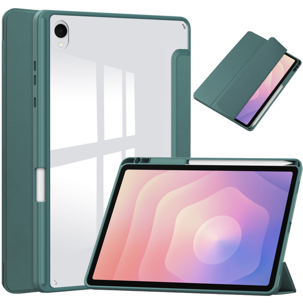 Etui Clear Pencil do Samsung Galaxy Tab S11 11 SM SMX736 z klapką, zielone - ochronne