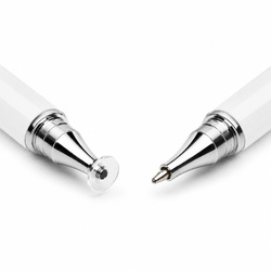Precyzyjny rysik 2w1 z długopisem stylus pen do tabletu telefonu, biały