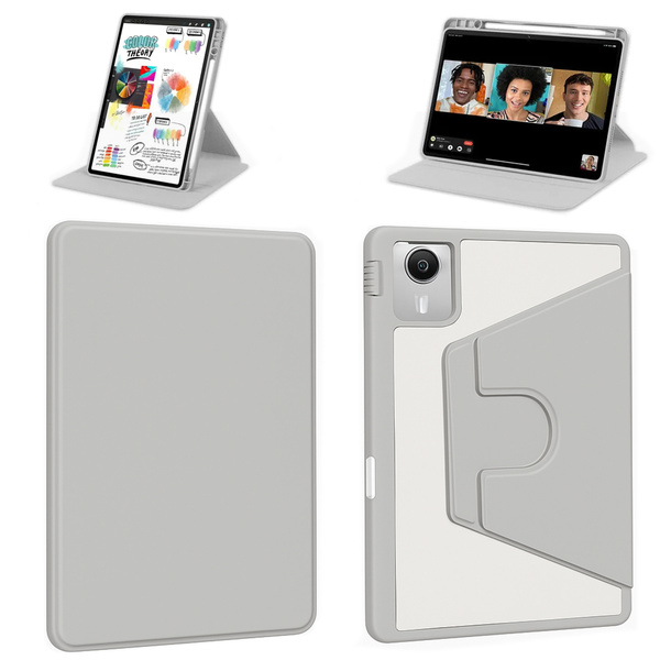 Etui Obrotowe Clear do Lenovo Idea Tab 11 2025, szare - ochronne z podstawką