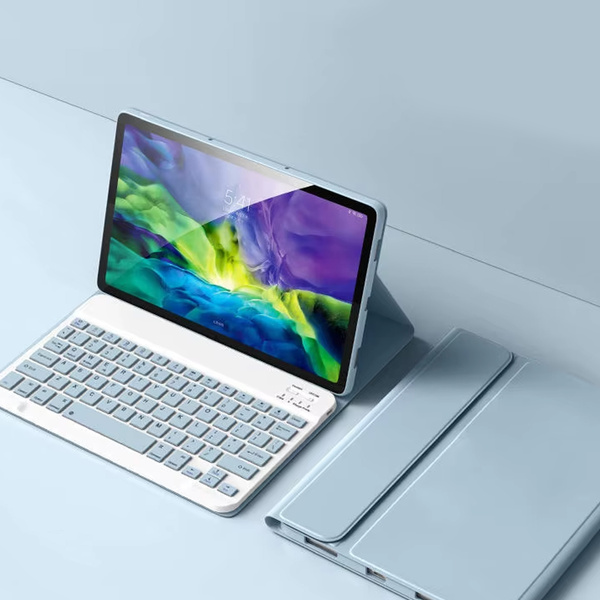 Etui z klawiaturą Bluetooth do Redmi Pad 2 Pro 2025, niebieskie - ochronne z podstawką