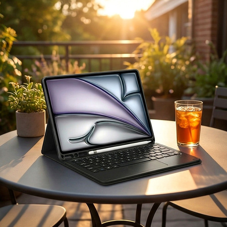 Etui z klawiaturą do iPad Air 11 M3 2025 / Air 11 M2 2024 Gen 7, czarne - ochronne z podstawką