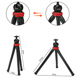 Uniwersalny elastyczny statyw tripod na telefon aparat GoPro gwint 1 / 4, czarny