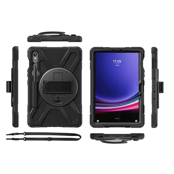 Etui Armor z uchwytem do Galaxy Tab S9 / S10 FE / Galaxy Tab X716B / Galaxy Tab X510, czarne - ochronne z podstawką