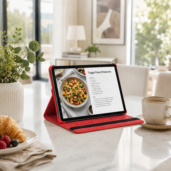 Etui obrotowe do Huawei MediaPad M5 Lite 10 z klapką i podstawką - czerwone