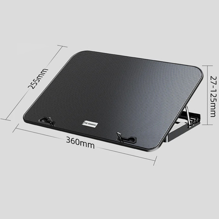 Podkładka chłodząca do Laptopa LED 15-18" regulacja chłodzenia cicha, czarna