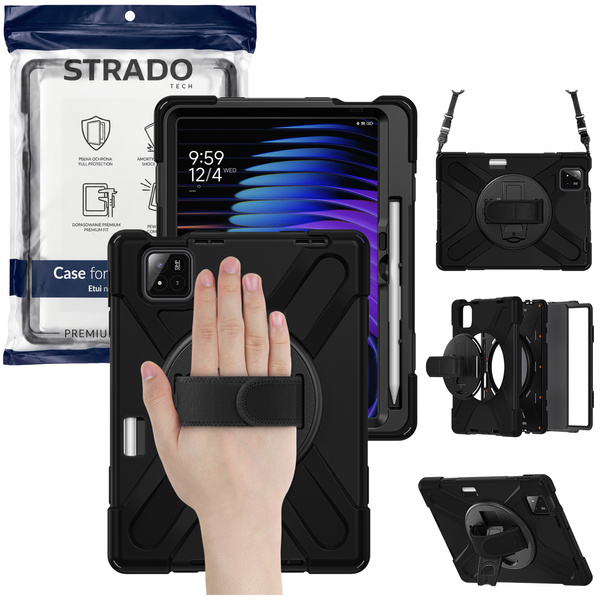 Etui pancerne do Xiaomi Pad 7 / 7 PRO / Pad 8 / 8 PRO / Pad 9 z uchwytem - czarne
