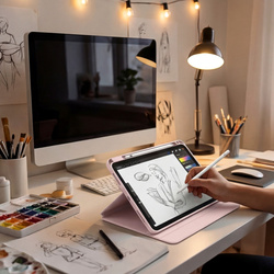 Etui Obrotowe Pencil do iPad 10.9 2022 Gen. 10 / 11 2025 A16 Gen. 11 Wake, różowe - ochronne z podstawką