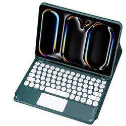 Etui z klawiaturą do iPad Pro 13 2024 M4 7 Gen. / Gen. 5 A2925, zielone - ochronne z podstawką