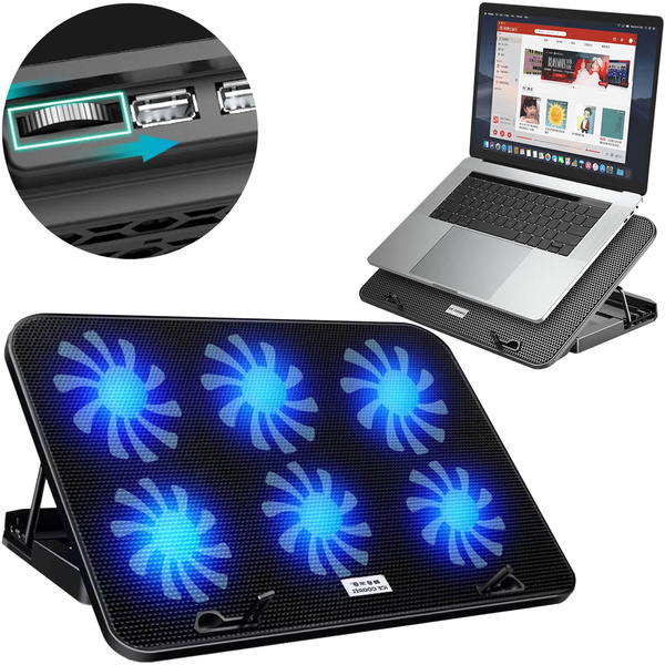 Podkładka chłodząca do Laptopa LED 15-18 regulacja chłodzenia cicha, czarny