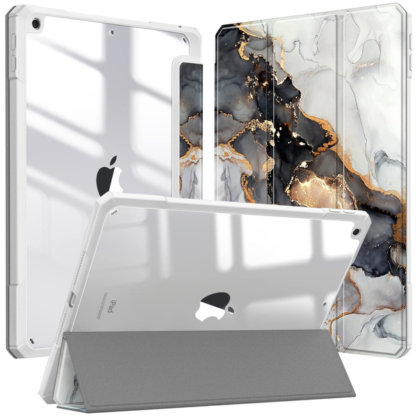 Etui Graficzne do Apple iPad 10.9 2022 Gen 10 / 11 2025 A16 Gen 11 z klapką, czarne - ochronne z podstawką