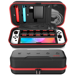 Etui podróżne walizka torba do Nintendo Switch 1, czerwone - ochronne z podstawką, dostęp do portów i przycisków