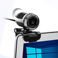 Kamera internetowa mikrofon do lekcji pracy video PC laptop A859 z uchwytem, czarna