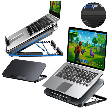 Strado Podstawka chłodząca pod laptop 12‑17″ aluminiowa | Regulowana, antypoślizgowa, cicha