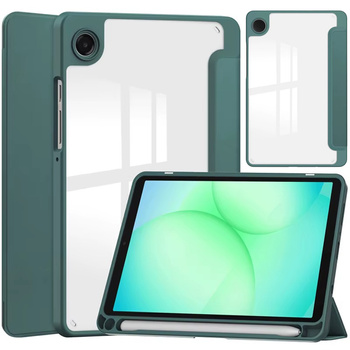 Etui Clear Pencil do Galaxy Tab A11 X135/ X133 A9 SM-X110/ SM-X115, uchwyt na rysik, ciemnozielone