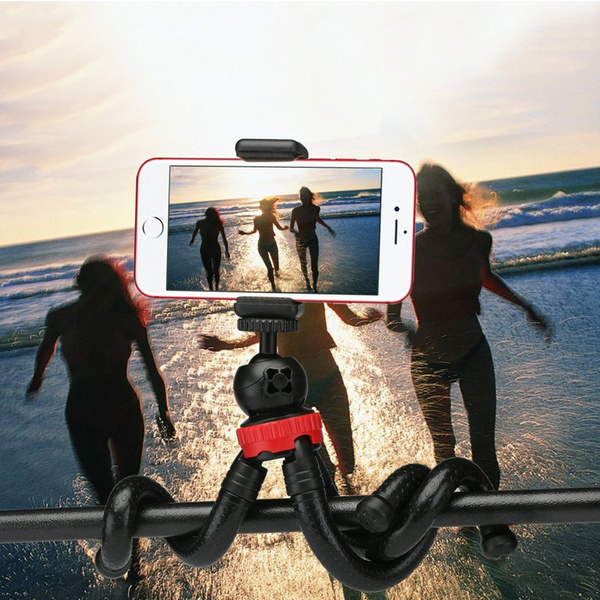 Uniwersalny elastyczny statyw tripod na telefon aparat GoPro gwint 1 / 4, czarny