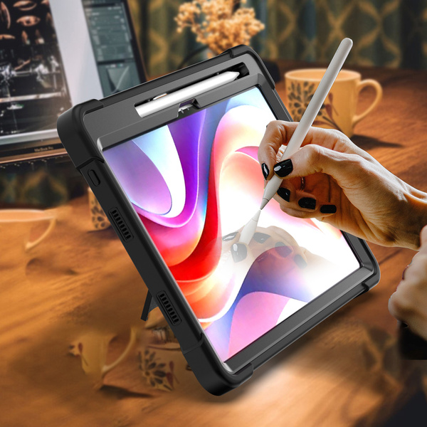 Etui pancerne do Lenovo Idea Tab Plus 12.1 2025 TB361FU TB361ZU, z podstawką, czarne