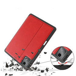 Etui skórzane z kieszeniami do Lenovo Tab M11 10.95, czerwone - ochronne z podstawką, dostęp do portów i przycisków