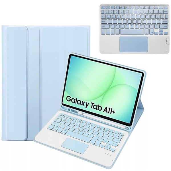 Etui z klawiaturą Bluetooth do Samsung Galaxy Tab A11+ Plus, niebieskie - ochronne z podstawką