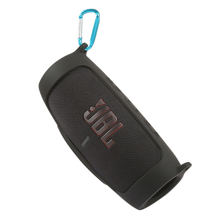 Etui silikonowe z regulowanym paskiem+ karabińczyk na głośnik JBL Charge 5, czarne
