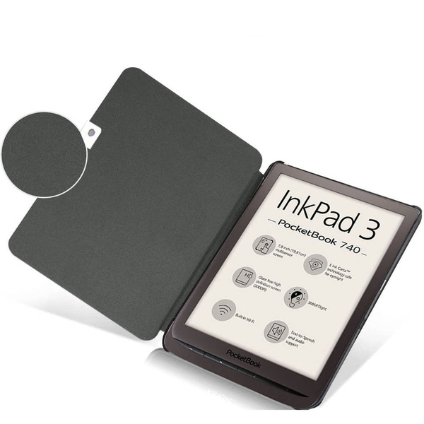 Etui Smart do Pocketbook Inkpad 741 / Pocketbook Inkpad 3 / 3 Pro usypia, czarne - ochronne z podstawką