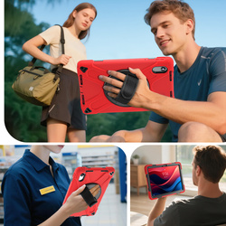 Etui Shockproof z uchwytem do Lenovo Tab M11 10.95, czerwone - ochronne z podstawką, dostęp do portów i przycisków