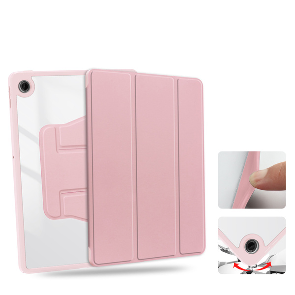 Etui 360 Crystal do Lenovo Tab 10.1 2025, różowe - ochronne z podstawką, dostęp do portów i przycisków