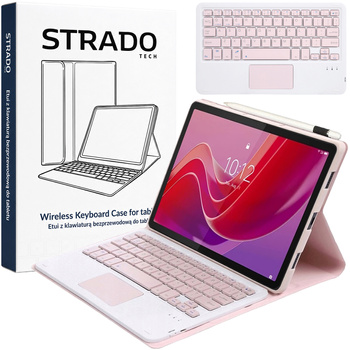 Etui z klawiaturą Bluetooth do Lenovo Tab M11, różowe - ochronne z podstawką, dostęp do portów i przycisków